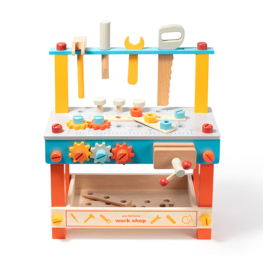 Wooden Play Tool Workbench Set in Orange