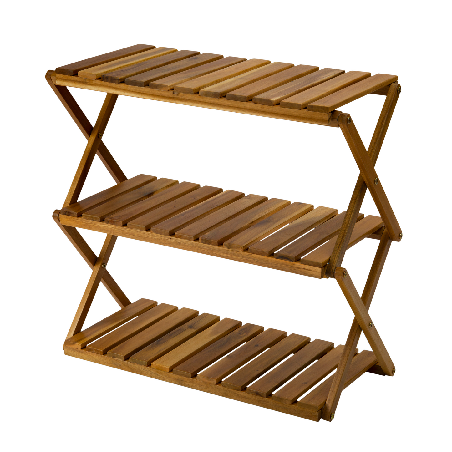 3 Tier Multipurpose Wooden Foldable Shelf Plant Shoe Rack Natural