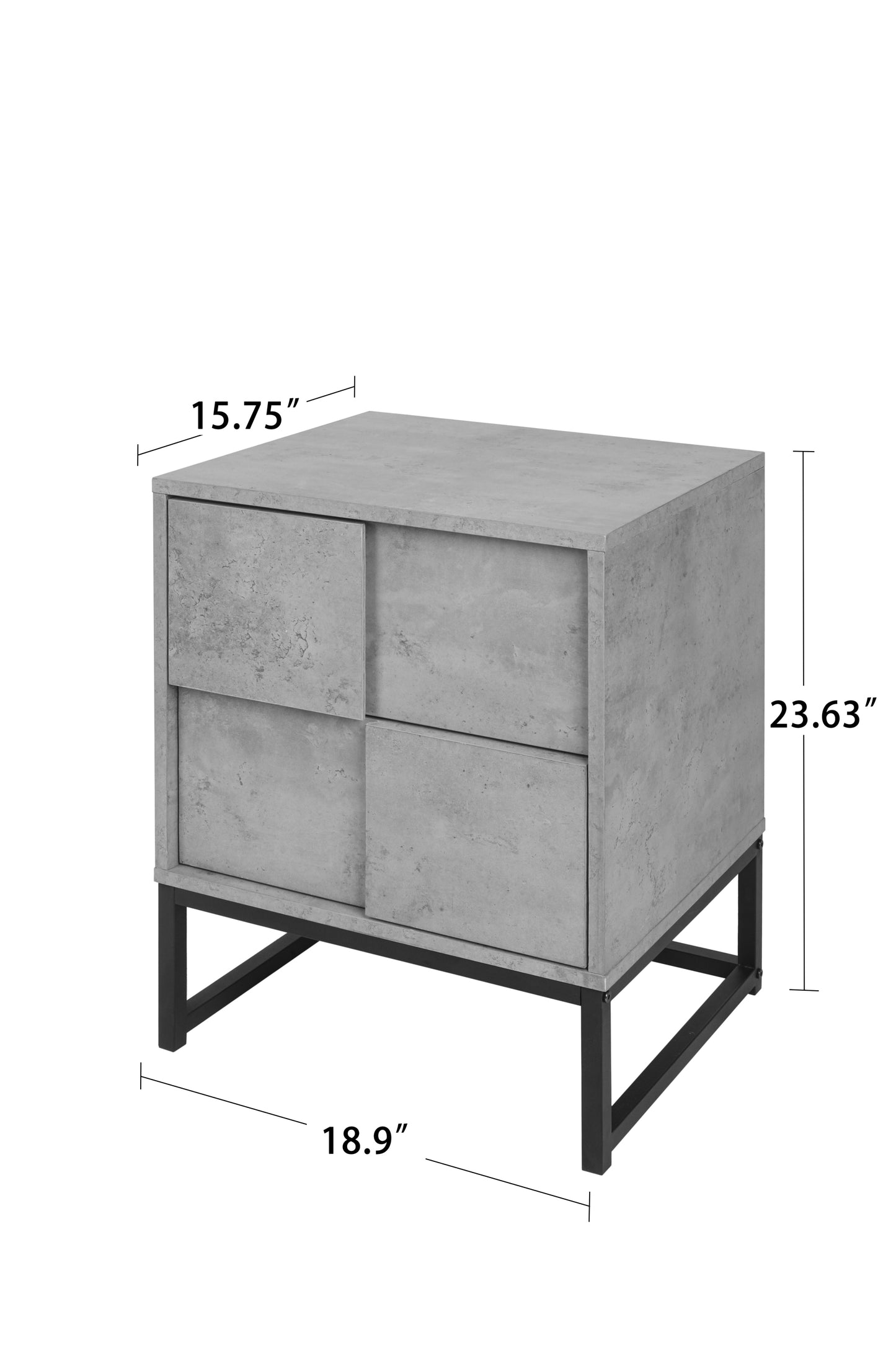 2 Drawer Nightstand in Cement Gray