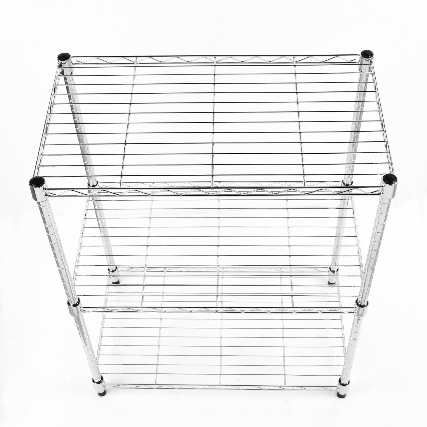 3 Shelf Shelving Organizer with Wheels Steel Chrome in Silver