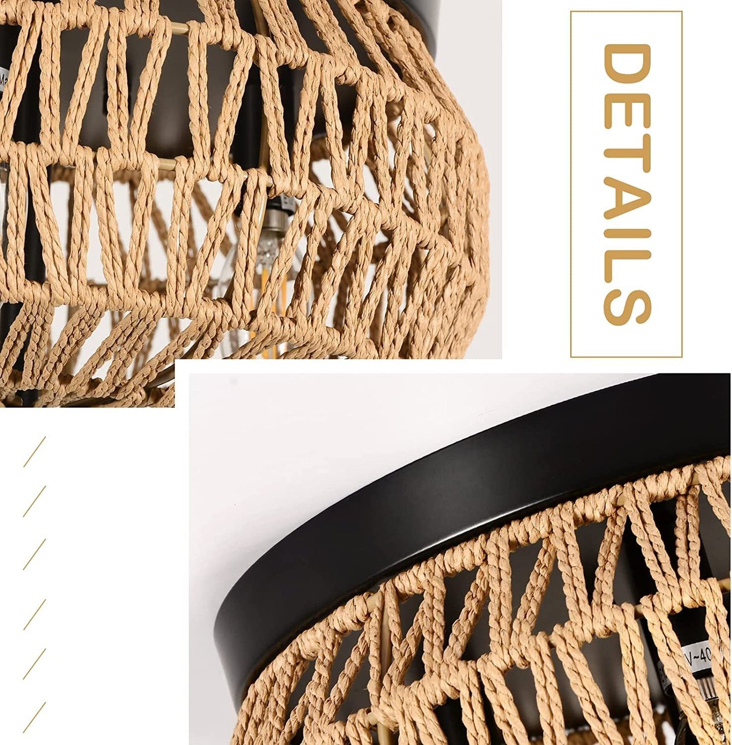 3 Lights Rattan Flush Mount Light