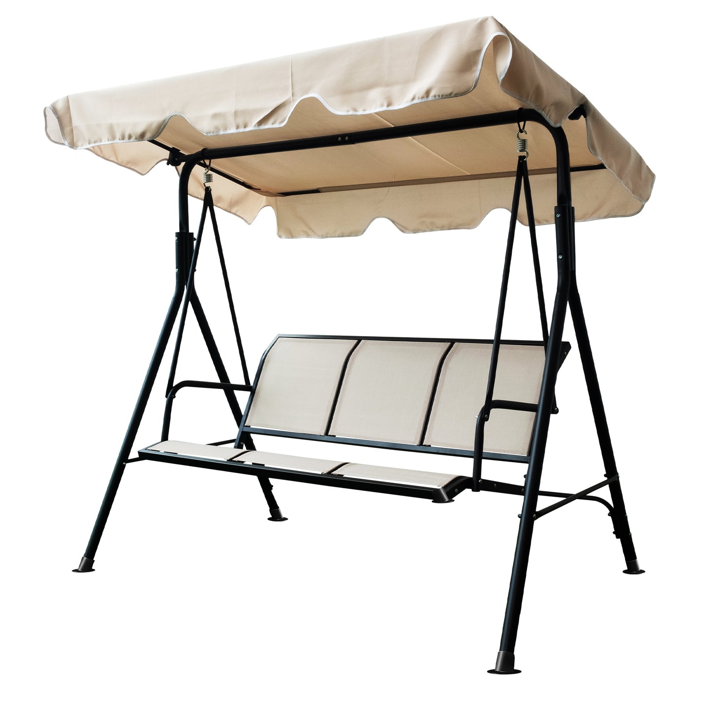 3 Seater Outdoor Adjustable Canopy in Black Brown