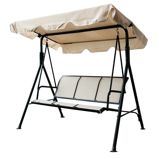 3 Seater Outdoor Adjustable Canopy in Black Brown