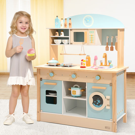 Wooden Kitchen Playset in Light Blue