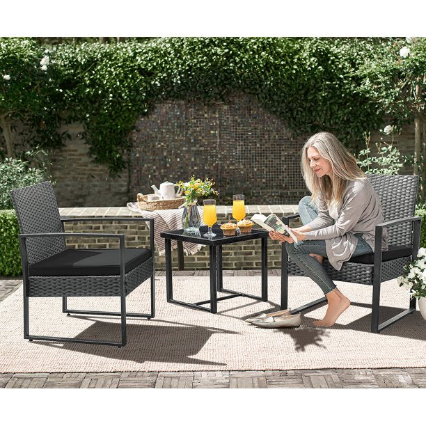 3 Pieces Clearance Outdoor Bistro Set in Black