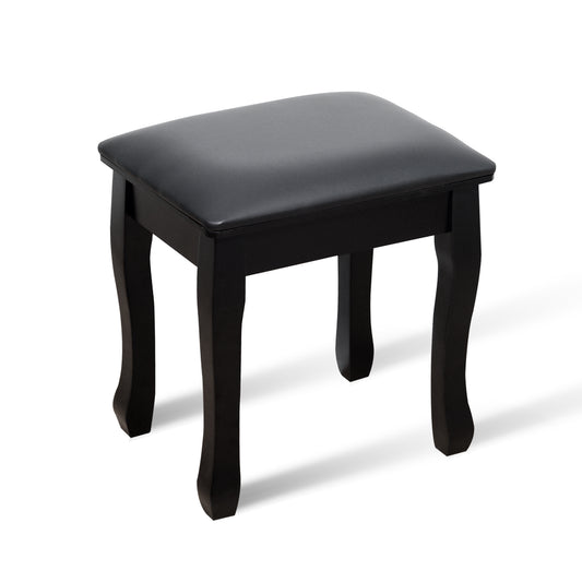 Wooden Vanity Stool Makeup Stool with Seat Bag in Black