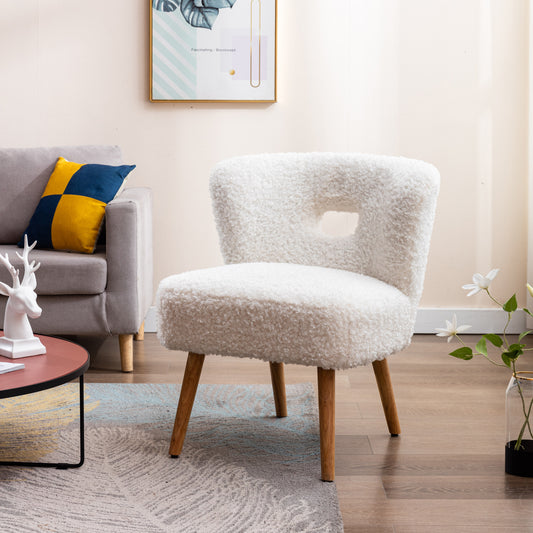 Accent Chair Upholstery Open Back in White