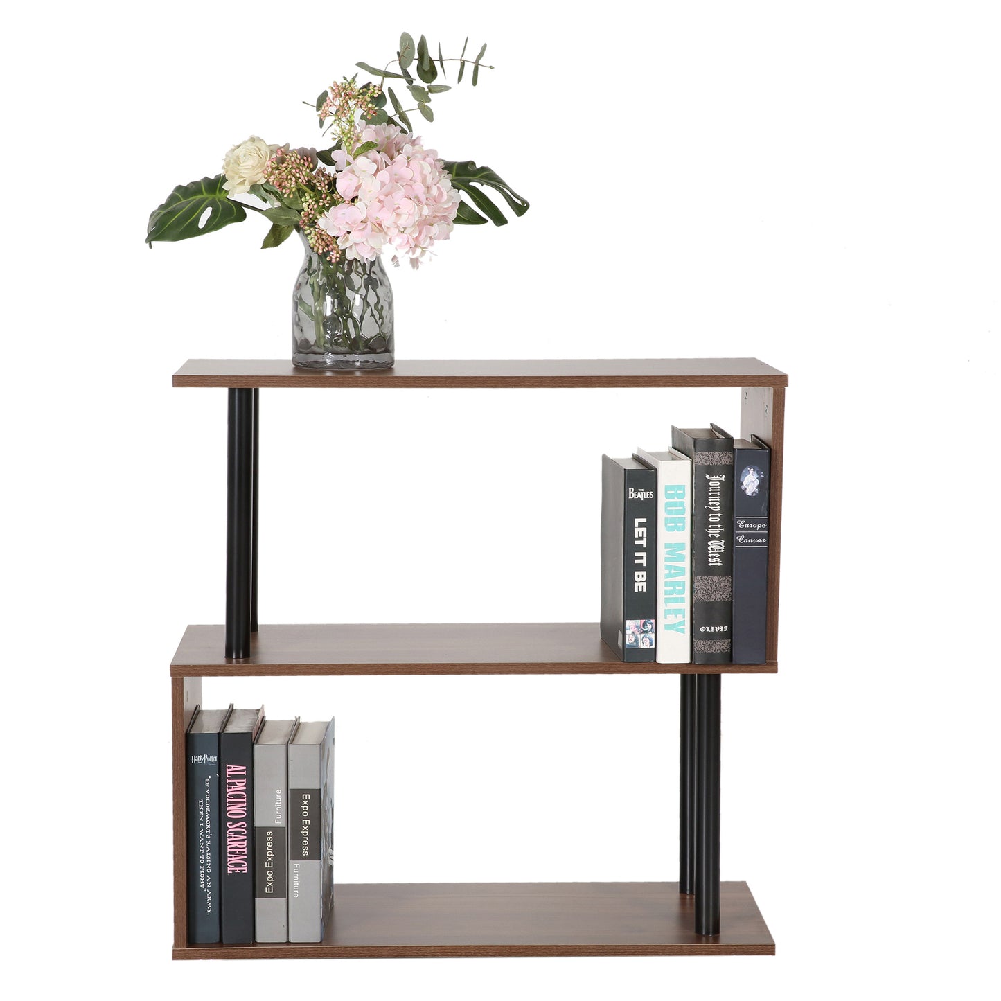 2 Tier Geometric Bookcase in Chestnut