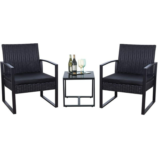 3 Pieces Clearance Outdoor Bistro Set in Black