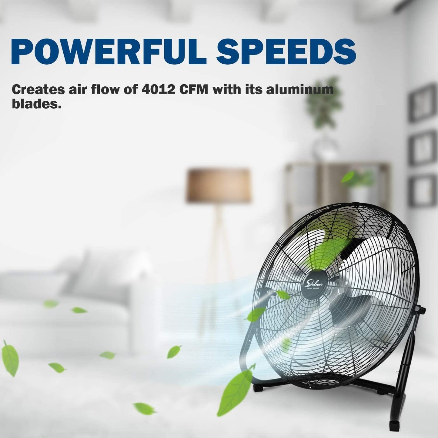 3 Speed Velocity Oscillating Quiet Floor Fans Metal 12 Inch Black