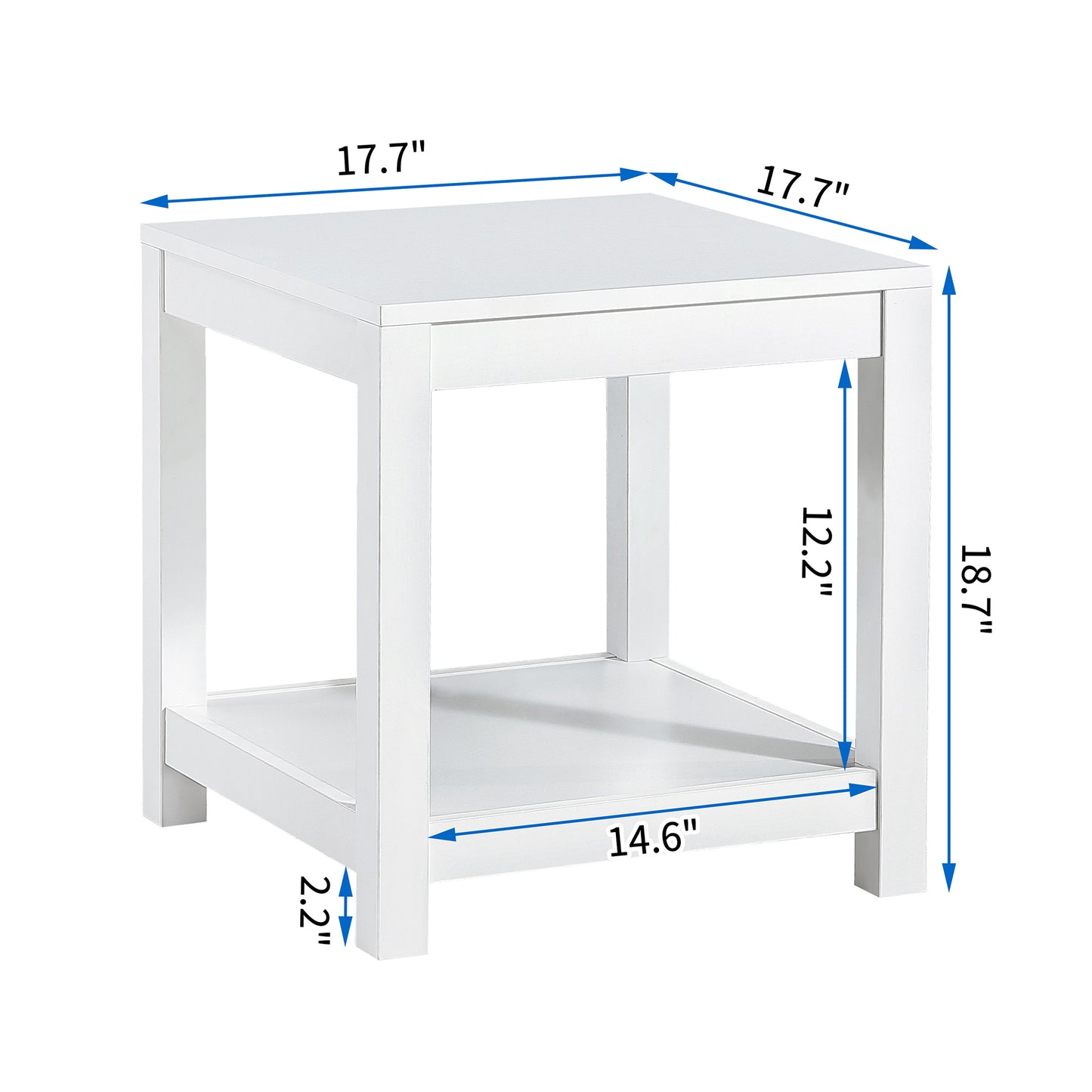 2 Tier Side End Nightstand Table with Storage Shelve