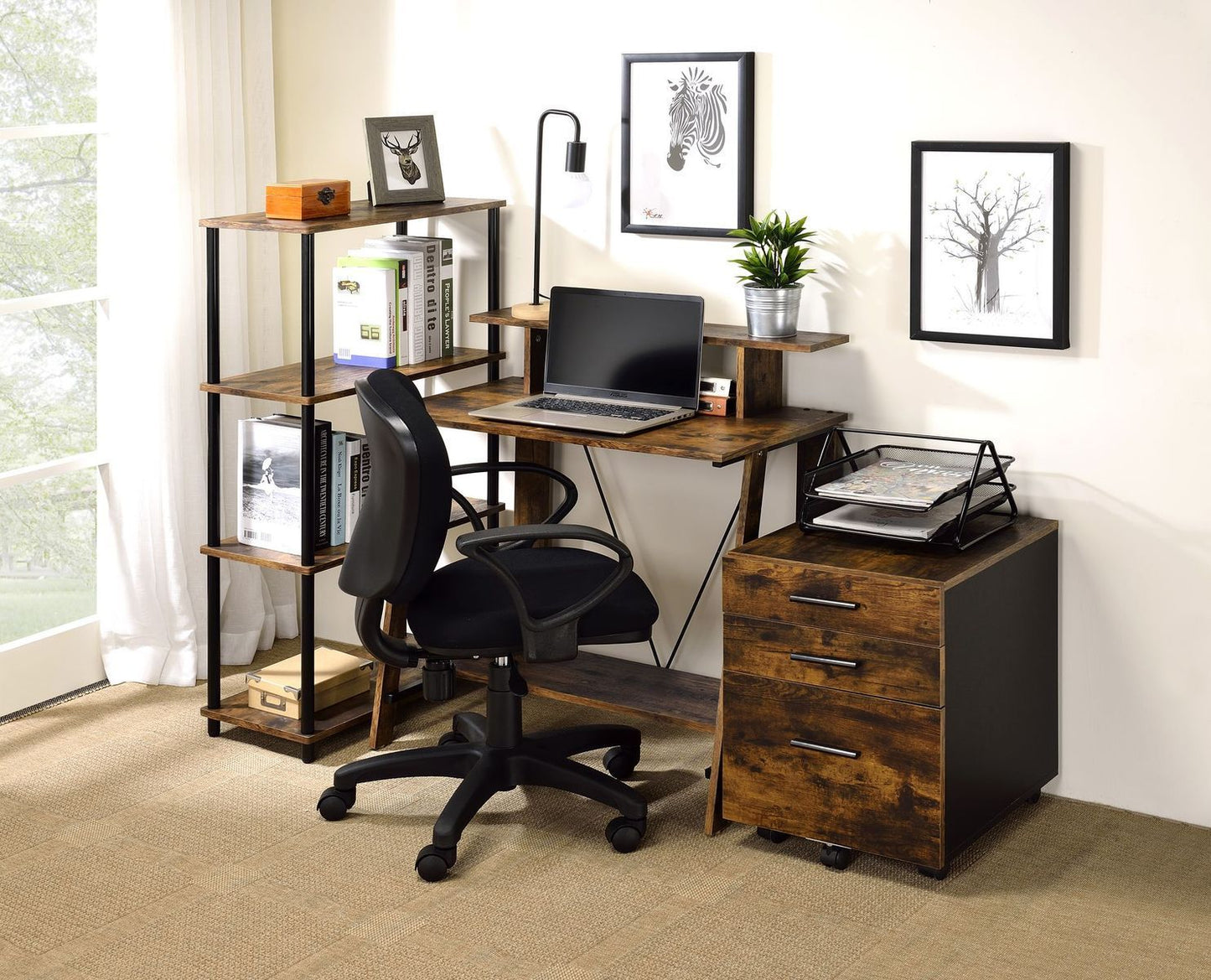 Writing Desk Weathered Oak and Black