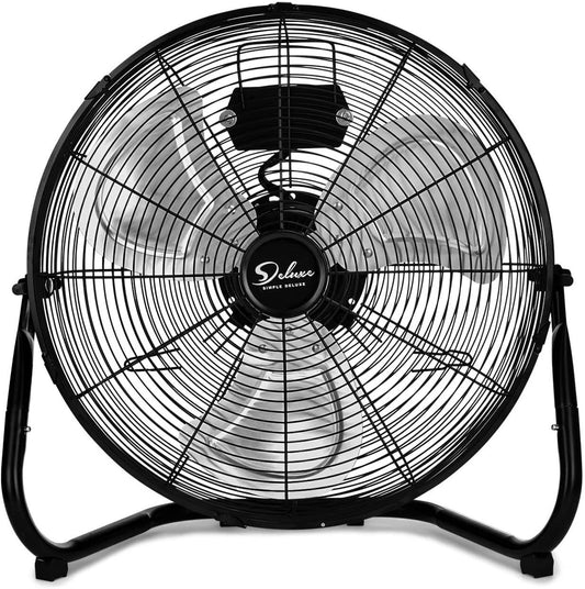 3 Speed Velocity Oscillating Quiet Floor Fans Metal 12 Inch Black