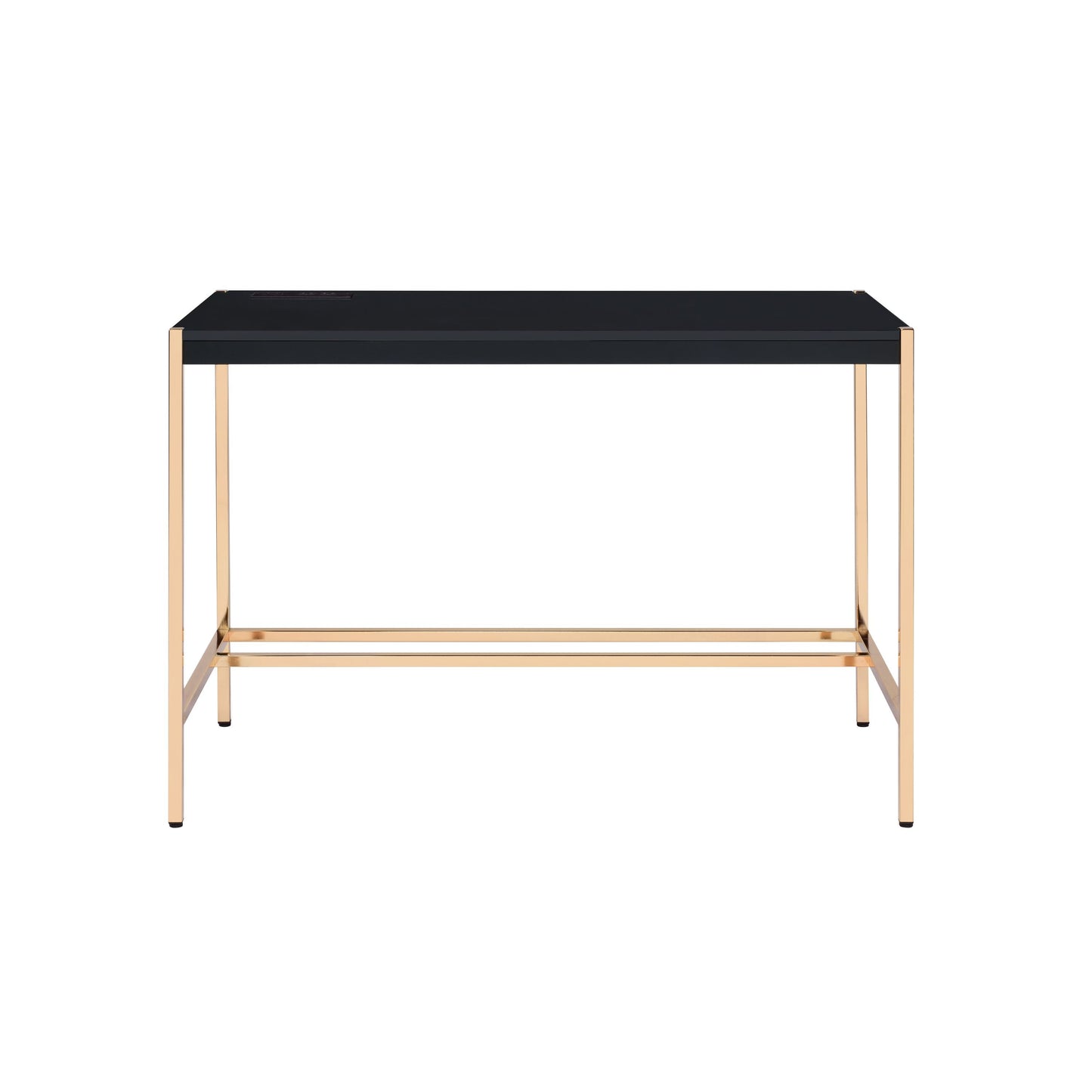 Writing Desk with USB Port in Black and Gold