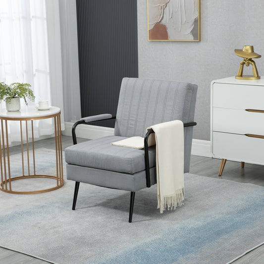 Accent Lounge Reading Chair with Metal Legs in Gray