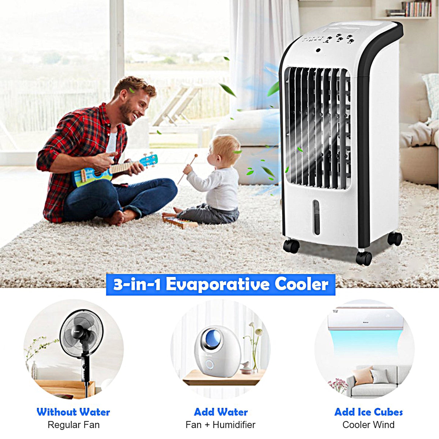 3 in 1 Evaporative Air Cooler Fan with Remote Control