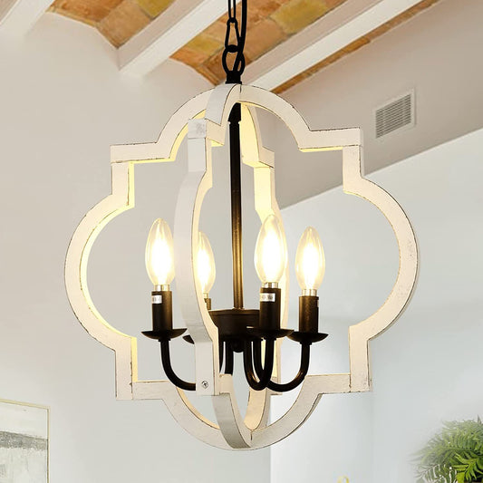 4 Light Rustic Wood Chandelier