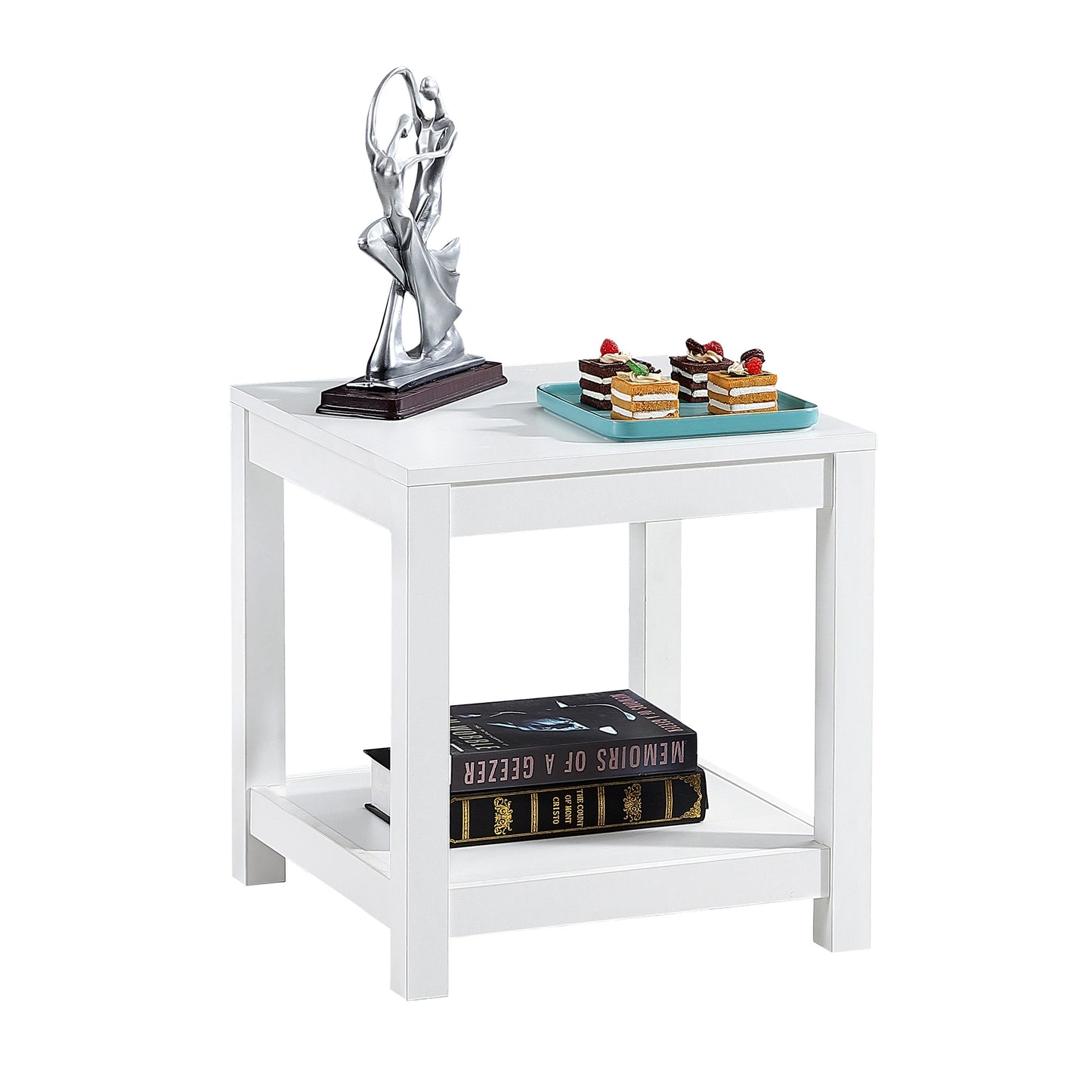 2 Tier Side End Nightstand Table with Storage Shelve