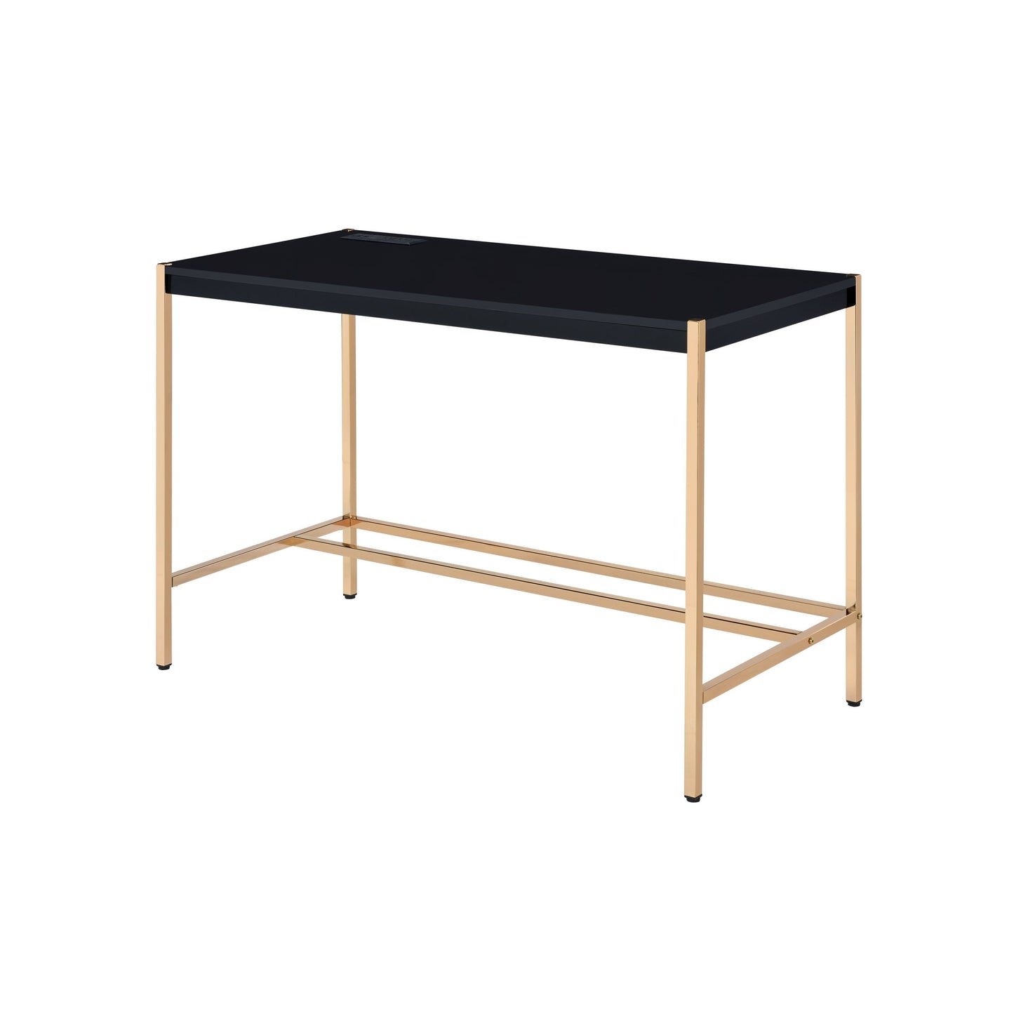 Writing Desk with USB Port in Black and Gold