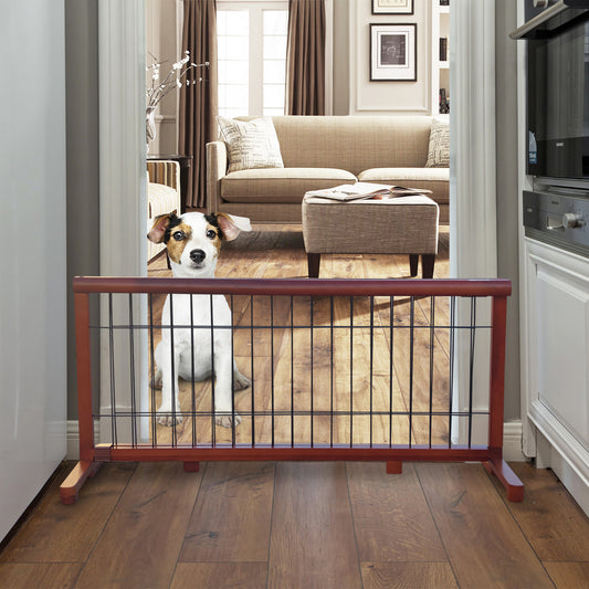 Wooden Pet Gate Expandable Mahogany