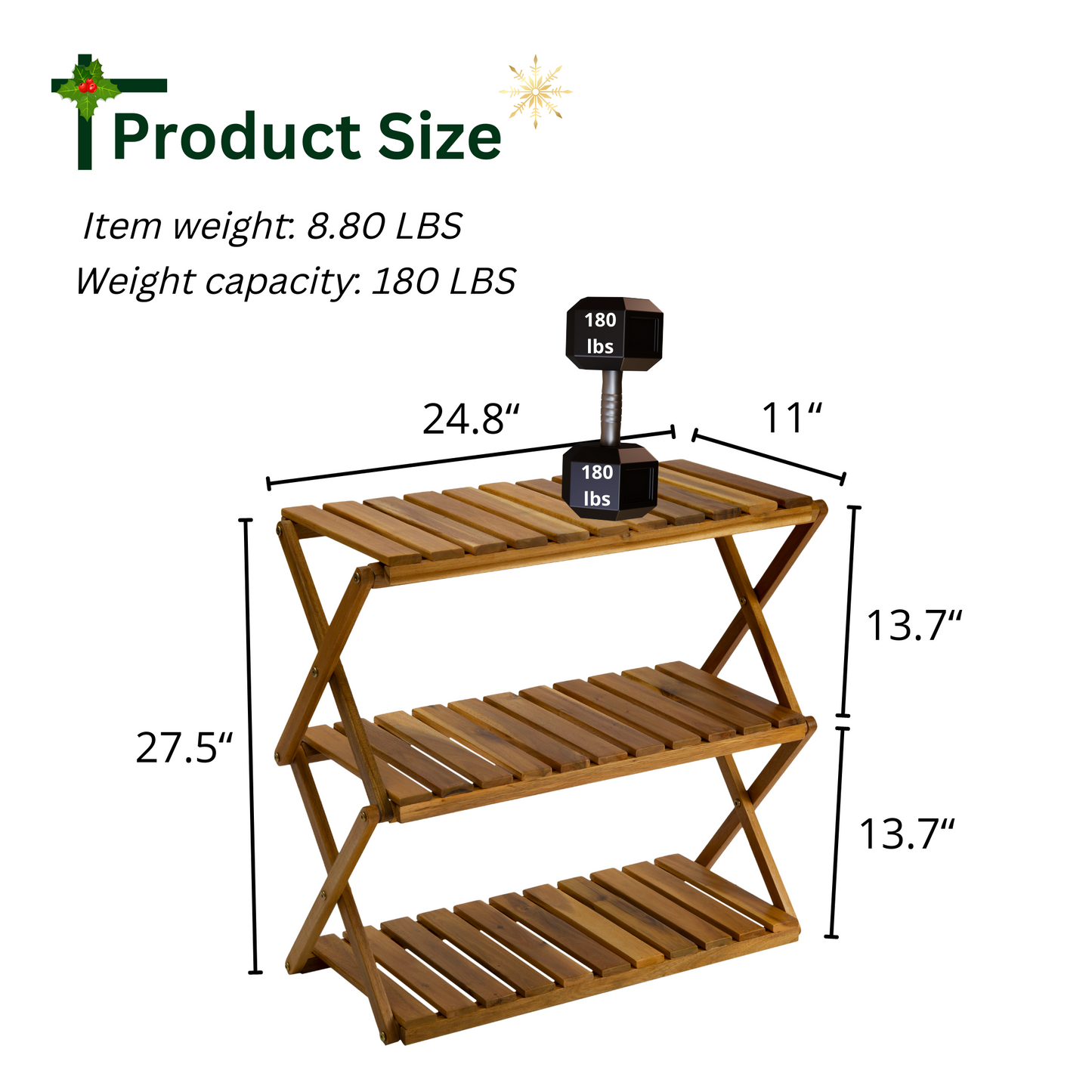 3 Tier Multipurpose Wooden Foldable Shelf Plant Shoe Rack Natural