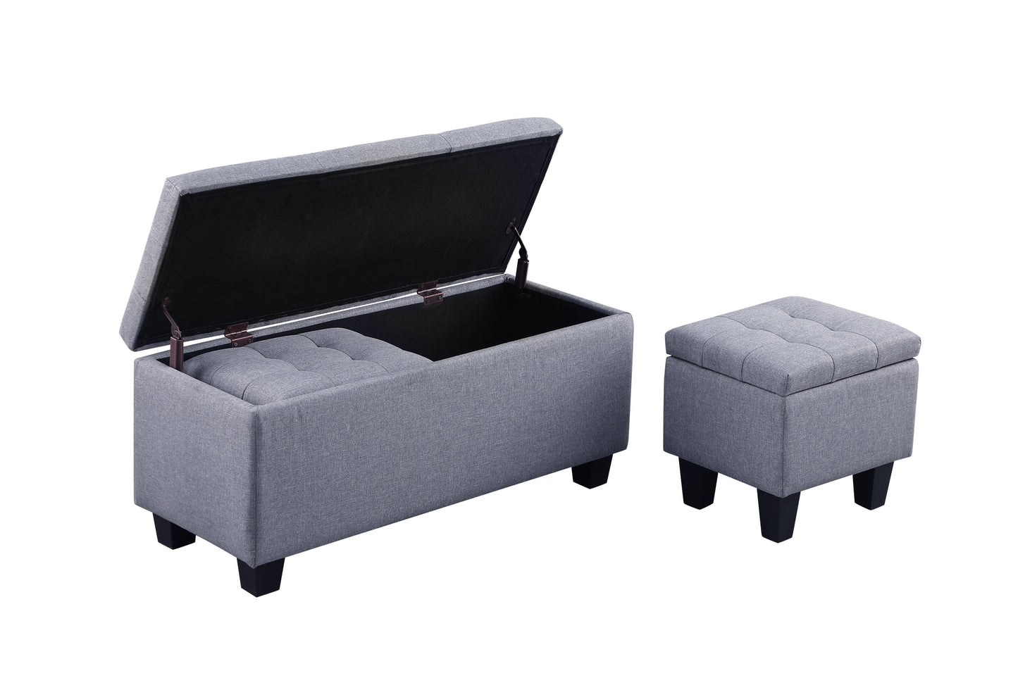 3 in 1 Combination Large Storage Ottoman Bench Set in Gray