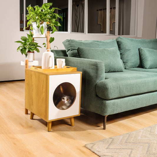 Wooden Pet House End Table in Oak