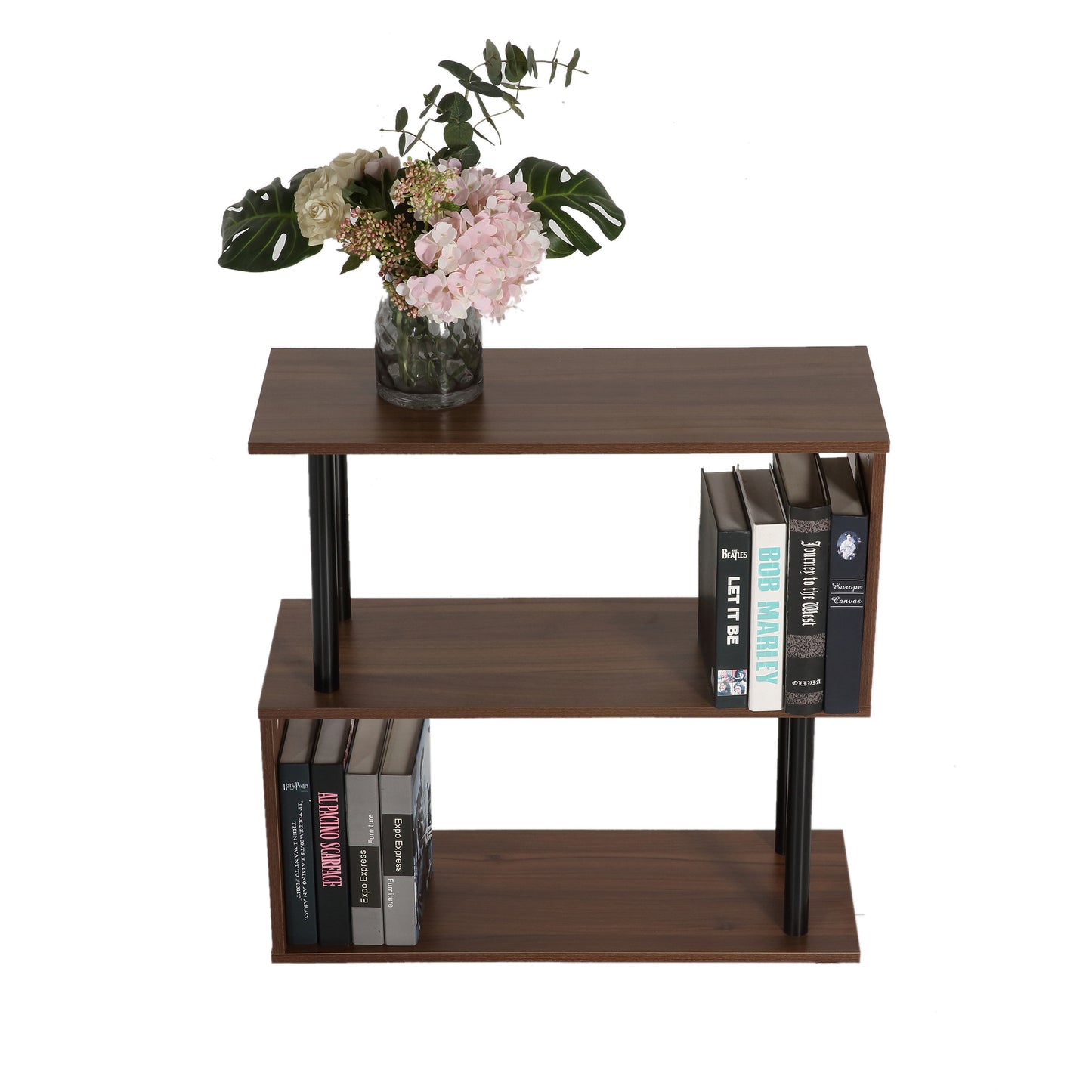 2 Tier Geometric Bookcase in Chestnut