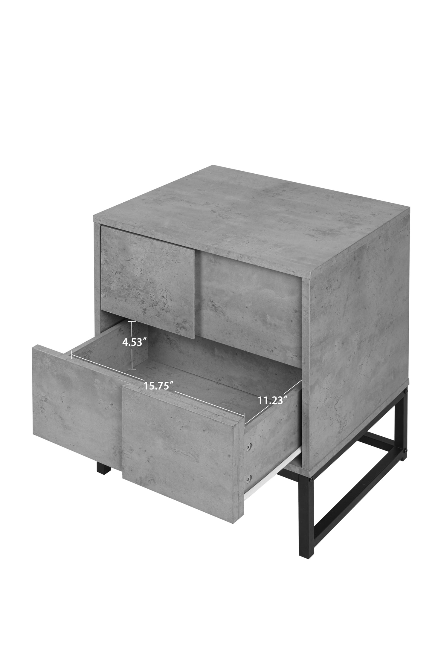 2 Drawer Nightstand in Cement Gray