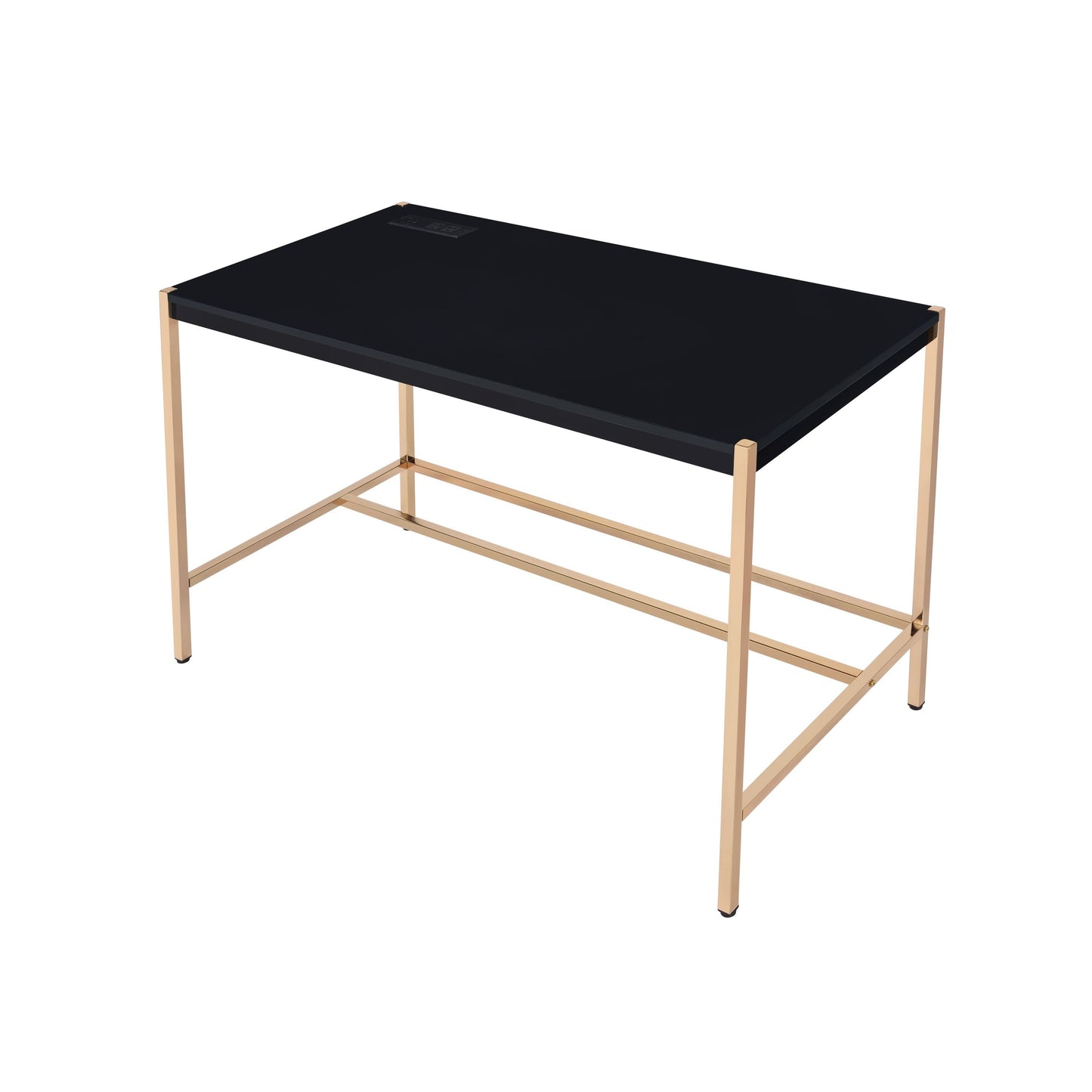 Writing Desk with USB Port in Black and Gold