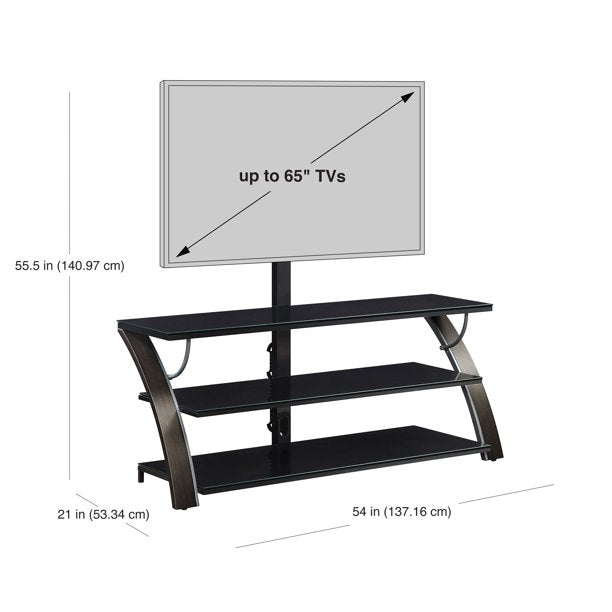 3 in 1 Flat Panel TV Stand Up to 65 Inches in Charcoal