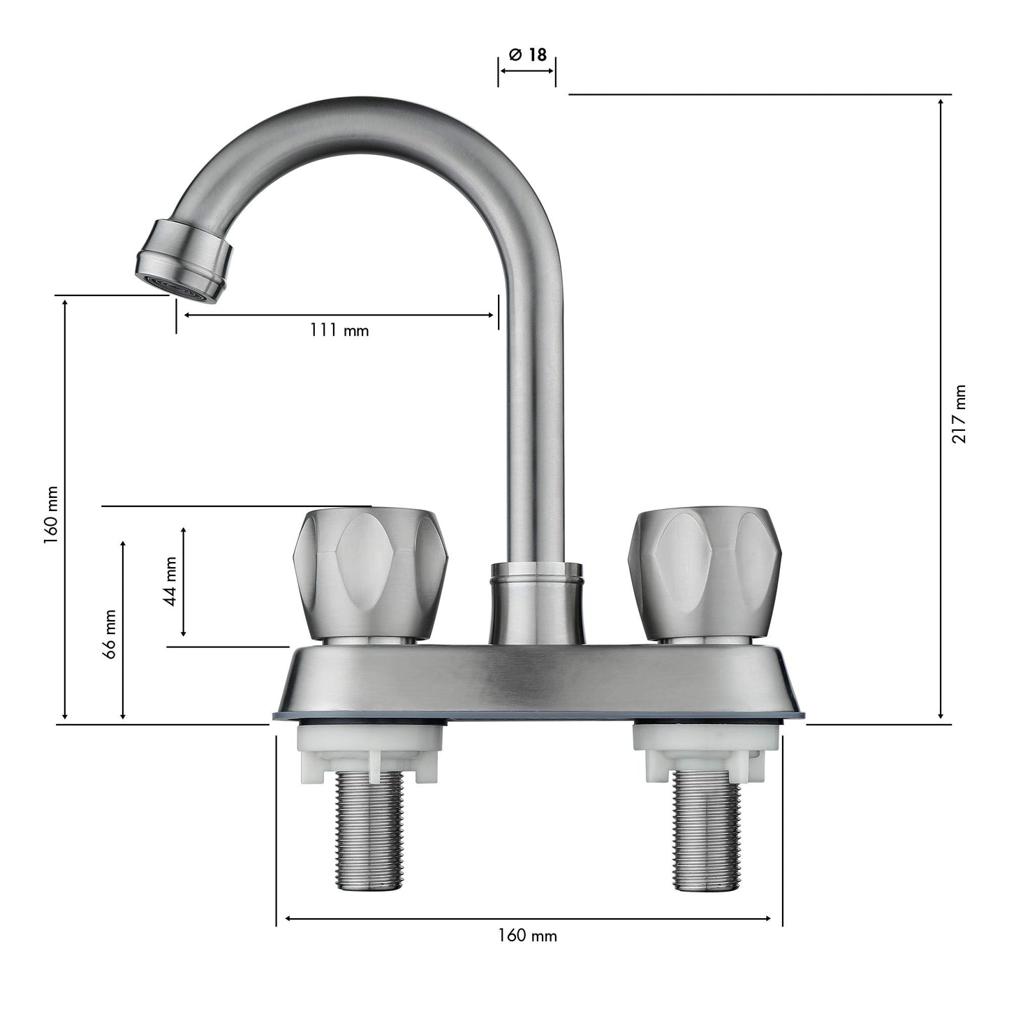 2 Handle Bathroom Sink Faucet, Centerset Brushed Nickel 1.2 GPM