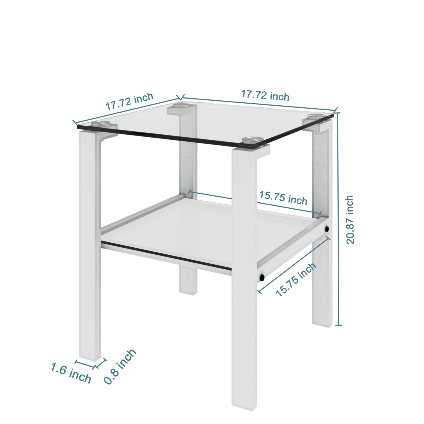 2 Layer Round Glass Side Tea Table White