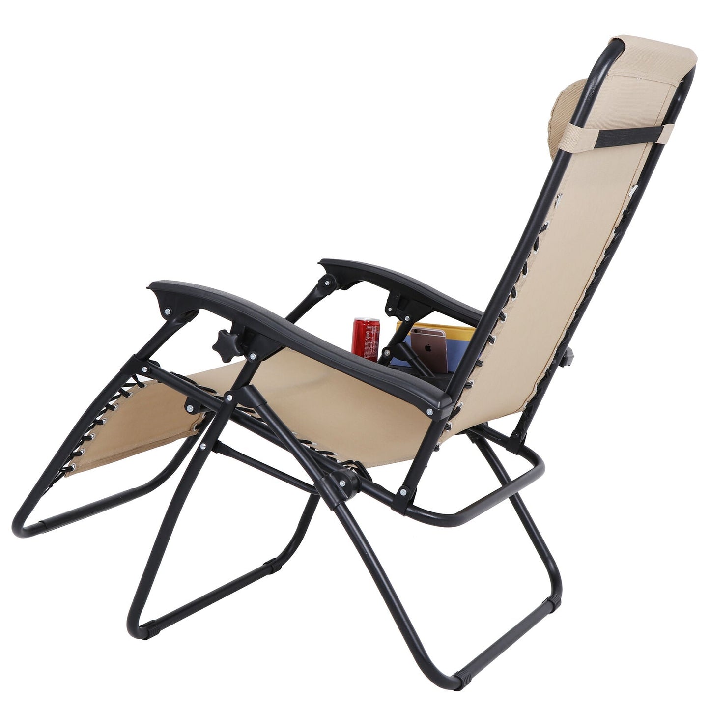 Zero Gravity Recline Chairs Folding Deck Lounge Tray 2 Pieces