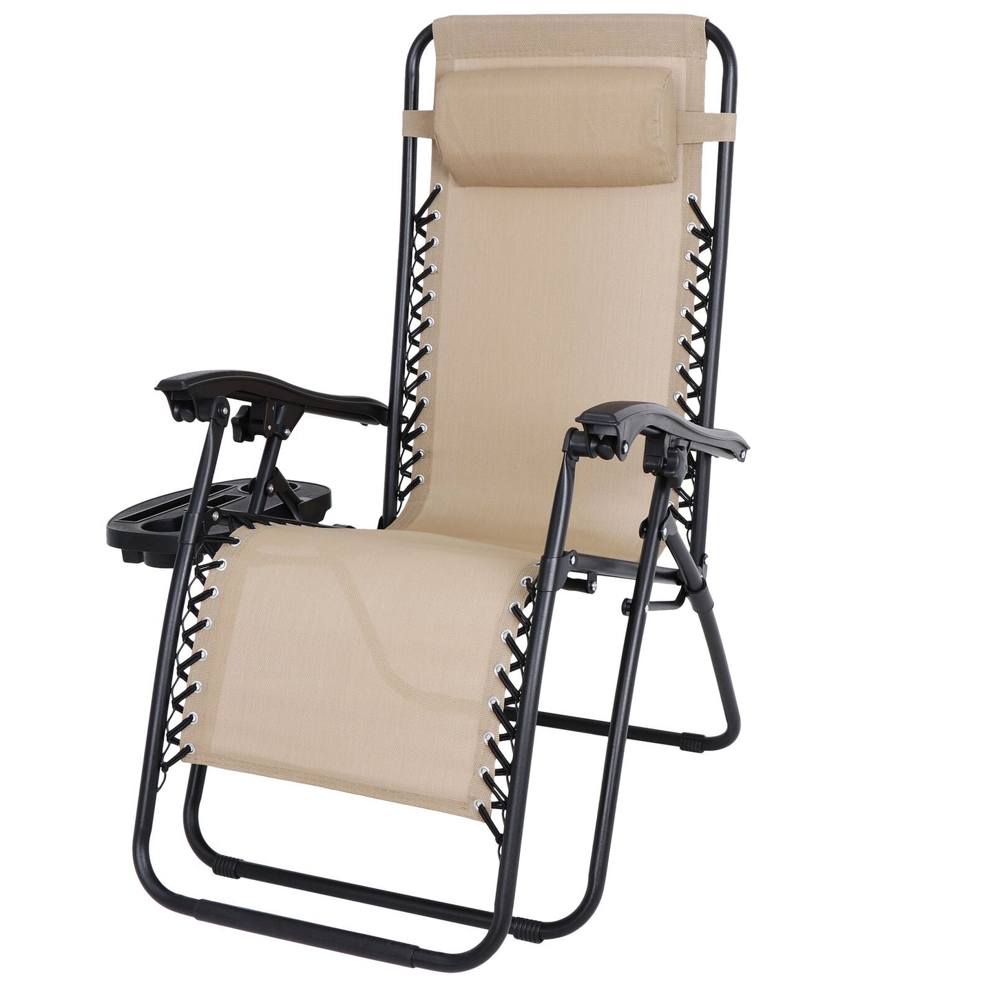 Zero Gravity Recline Chairs Folding Deck Lounge Tray 2 Pieces