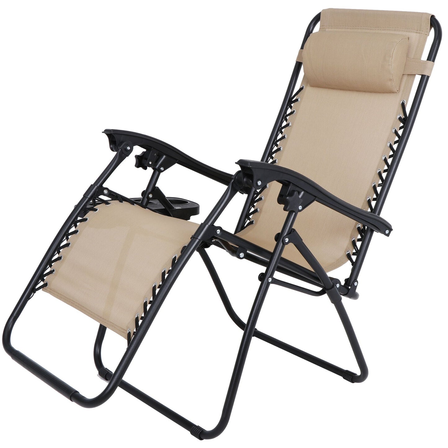 Zero Gravity Recline Chairs Folding Deck Lounge Tray 2 Pieces