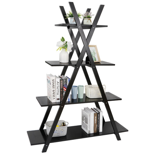 4 Tier Home Office Bookshelf Storage Rack in Black